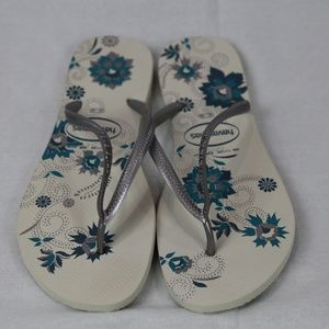 Havaianas Womens 11-12W Floral Off White